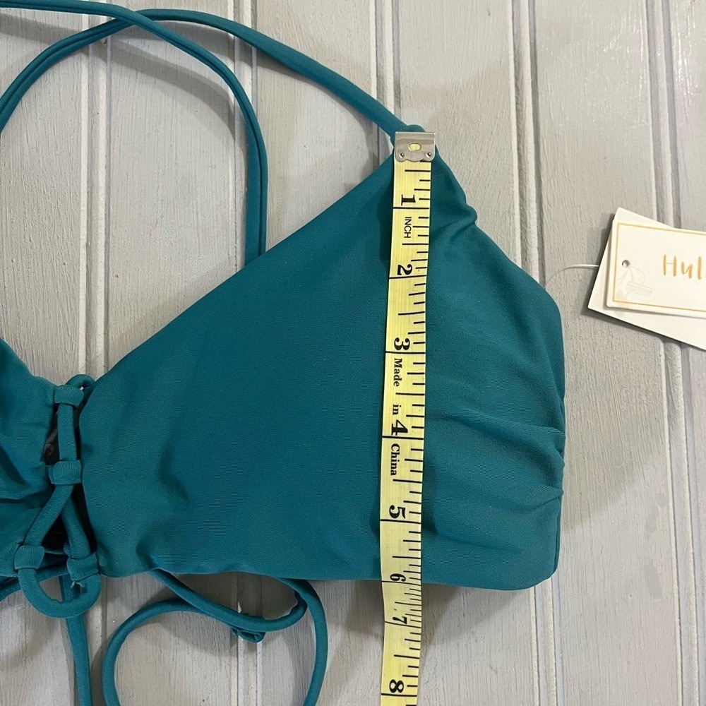 Hula Honey Lace Up Bikini Top Crisscross Strappy Juniors Large Teal Green NWT - Picture 9 of 10